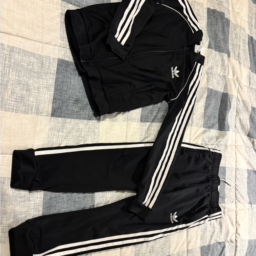 Adidas Kids Black and White Sweatpants & Jacket Set